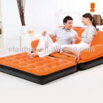 DOUBLE VELVET SOFA CUM BED ORANGE AIR LOUNGE INFLATABLE RECLINER SEAT COUCH GIFT