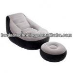 Inflatable air chairs soft plush pvc flocked comfatable sofa light portable chair with footrest