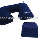 Flocked Inflatable Neck Pillow with Bag