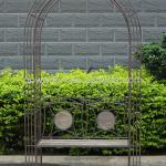 Newest Classical Outdoor Antique Grey Metal Garden Arch Decoration-PL08-34260