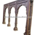 Antique Wooden Carved Panel Old Indian Arch &amp; Door (Antique Architecture from Rajasthan)