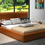 Modern platform leather bed Queen size-D534