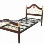 china wooden bedroom furniture single bed with gold headboard 0942