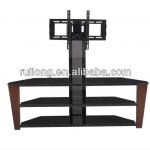 black tempered led high end glass lcd tv stand-RN1104