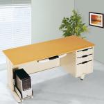 Durable Office Metal Writing Desk With Single Fixed Pedestal