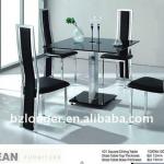 Black Stainless Steel Glass Gining Table Tets