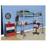 Silver Metal Frame Kids Twin Bunk Bed with Computer Desk