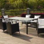 OUTDOOR FURNITURE (WICKER/RATTAN) DINING TABLE WITH 6 CHAIRS SET
