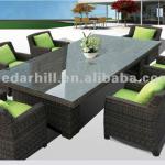 Modern Rattan dining set, Rattan chair and table 1+6