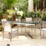 High quality garden furniture Stainless steel 304# KD table &amp; stackable chair, outdoor dinning set