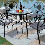 outdoor black cast aluminum chair and table