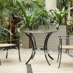 Cast Aluminum Patio Dining Set furniture glass table top