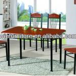 wrought iron leg oak veneer dinning table set 0716