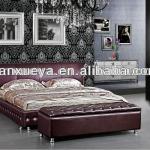 Luxury leather bed bedroom furniture with bed stool 852#