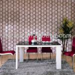 2013 hot sale glass dining set is made by E1 MDF board with stainless steel