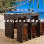 Rattan bar chair and table