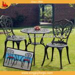 Hot butterfly pattern cast aluminum outdoor bistro furniture set