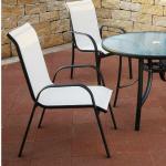 Steel Chair With 1x1 Sling Fabric Outdoor Dining Chair