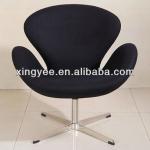 Aluminum base fabric/wool/velvet/leather black swivel Swan Chair