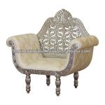 Silver Leaf Wedding Sofa 1 Seater Carved Ended-H4R0898