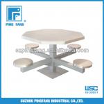 Floor Mounted 4 Man Metal Pedestal Table with stainless steel top-PFM1