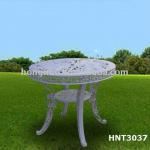 DIA88CM White Plastic Outdoor Table with Tulip Pattern at the table top