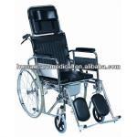 Steel High Backrest Reclining commode wheelchair