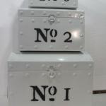 White metal storage trunk