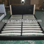 black leather PU bed with woden legs and 24 slats