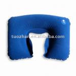 Bright-coloured inflatable travel pillow for entertainment