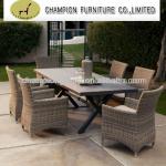 round oak wood dining table and chair with umbrella