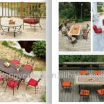 Outdoor Patio Furniture Set,Wrought Iron Table and Chairs-YTR581217+YB580701+YC000702