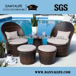 DYBS-D5206, Wicker Garden Patio Bistro Set, Rattan Outdoor Restaurant Table Chair, 2 Seat Coffee Table Set