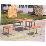 Outdoor stainless steel and teak dining furniture set G005