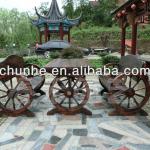 Outdoor Leisure Wooden Wheel Table and Chairs