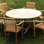 Outdoor Teak Solid Wooden Round Table And Chair Set