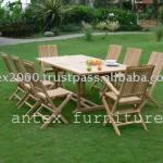 Teak Garden Furniture: Folding Chair With Recta Extending Table