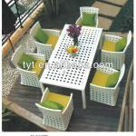Luxury European Style White Outdoor Dining Sets/ Snow White Rattan Outdoor Furniture
