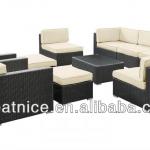 Outdoor Rattan/Wicker Patio 10 Piece Sectional Sofa Set in Espresso with White cushion-GN-ST40L