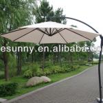 Deluxe hanging parasol with rotation device and cross umbrella base part