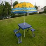 Outdoor folding picnic table with umbrella