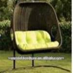 Synthetic outdoor adjustable wicker sunbed with cushion