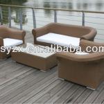 2014 outdoor furniture PE wicker yellow sofa