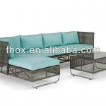 New design of rattan patio sofa set/wicker L shaped sofa/sectional rattan sofa set with aluminum frame and all weather cushions