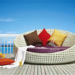 2013 rattan outdoor big round bed sofa modern