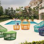 2014 UK colored new style outdoor pe wicker rattan furniture plastic chairs in china