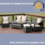 GH-SF-129,Wicker Garden Patio Sofa Set, Rattan Outdoor Restaurant Sofa Chair with Tea/ Coffee Table, 2 Seat Swimming Pool Sofa
