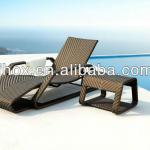 Outdoor relaxing rattan day bed/wicker daybed/rattan sun lounger with aluminum frame and powder coated