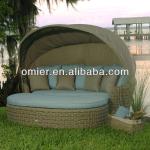 Modern outdoor patio rattan sunbed with cover canopy furniture-OMR-H079
