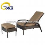 Granco KAL049 rattan chaise lounge with footstool